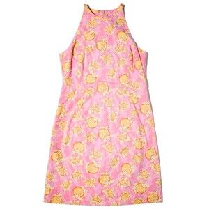 VTG Lilly Pulitzer Pink Florida Orange Blossom Alligator Shift Dress Women Sz. 8